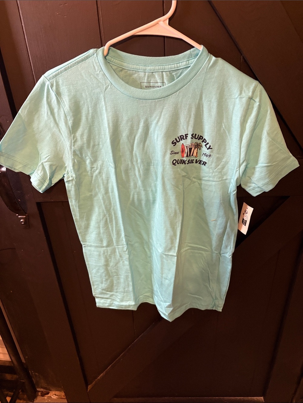 Quiksilver Kids Light Aqua Surf Supply Pocket Graphic Tee
